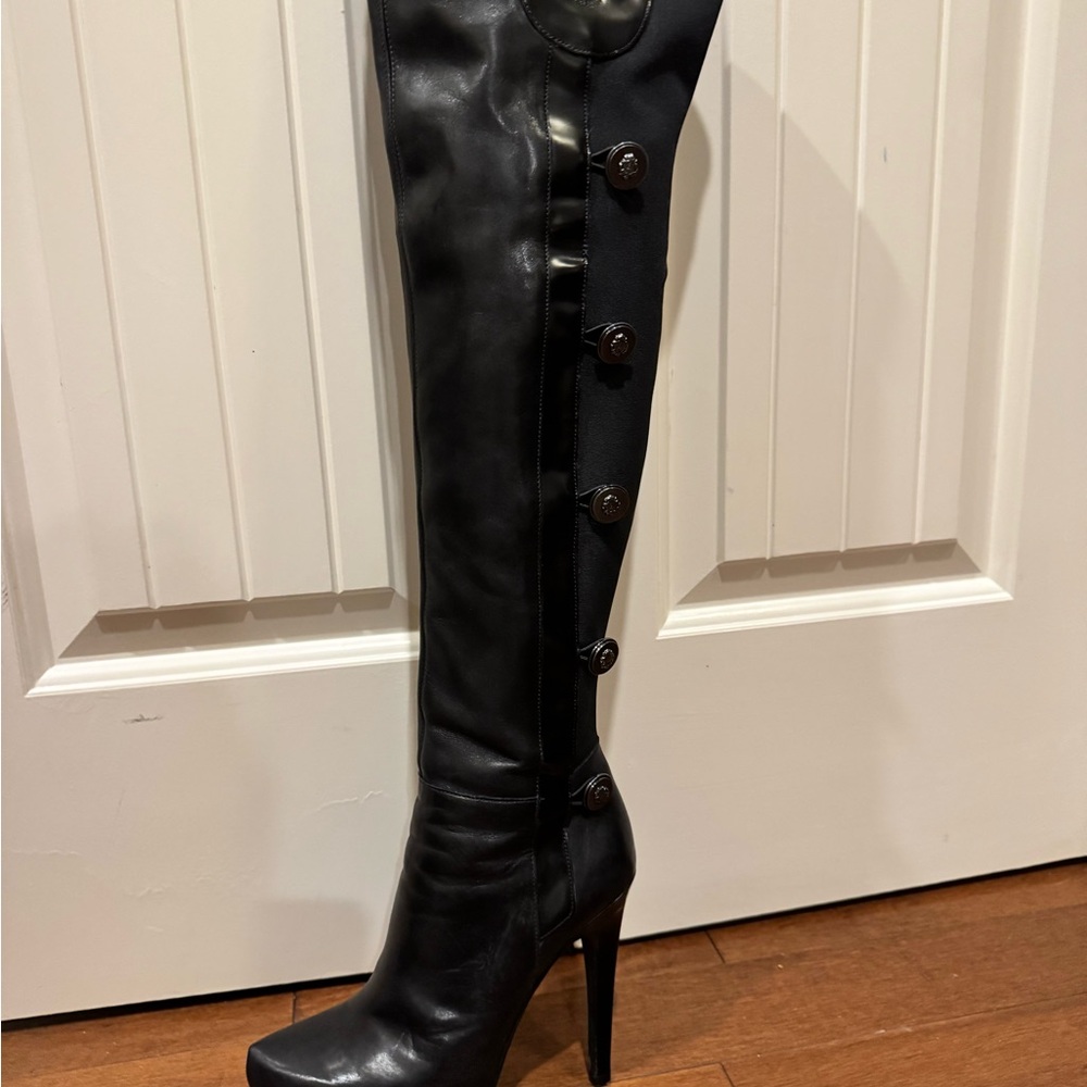 Guess by Marciano Black Over the Knee Boots with Stiletto Heel